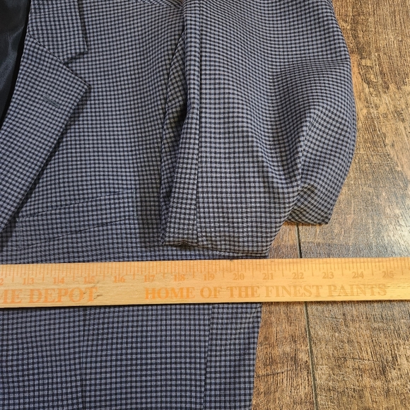 Kenneth Cole Blazer Men's 42R Blue Gingham Check Sport Coat Jacket 100% Wool - Picture 7 of 10